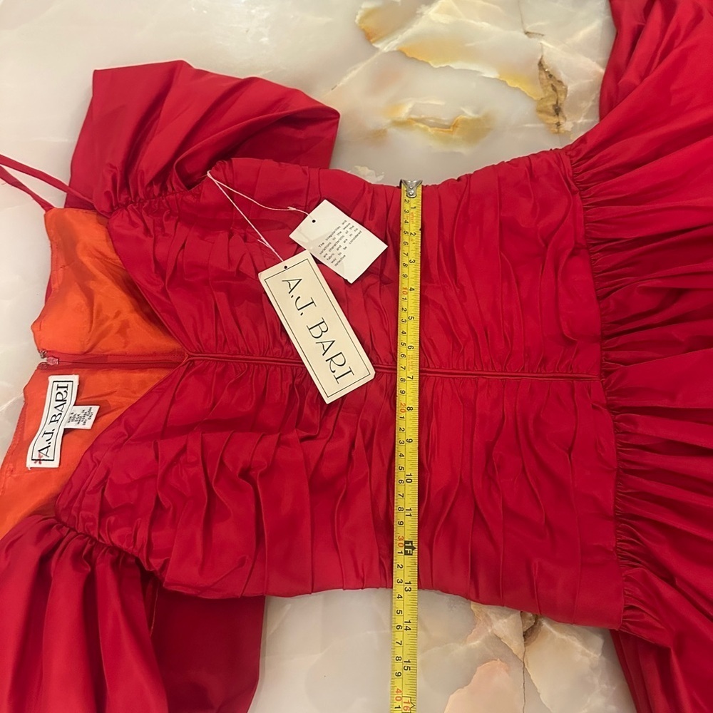 Vintage Red Silk Drop waist 1980s Holiday party Dress. NWT. - Picture 8 of 8